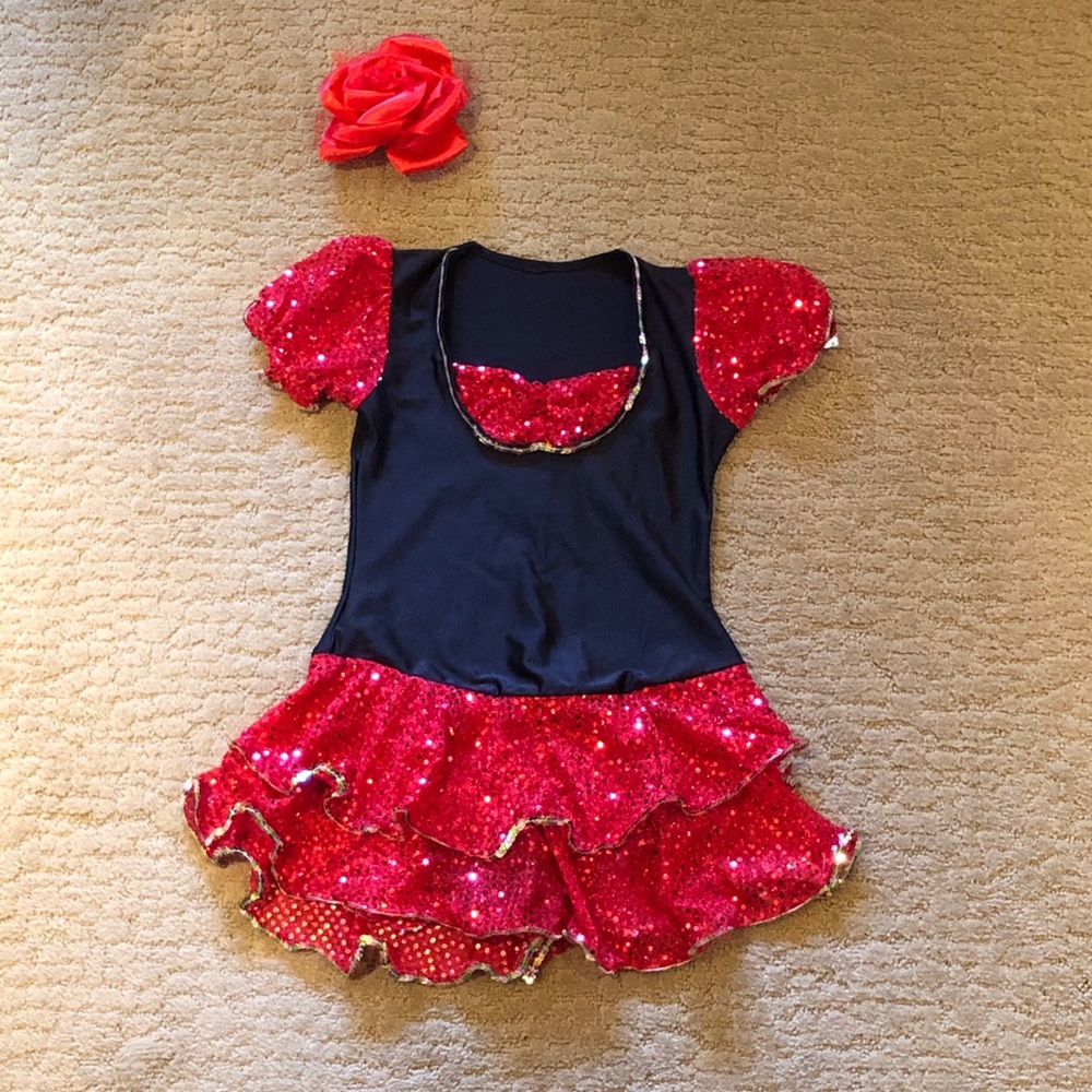 Dance Costume - Black w/Red - Size Child M/L